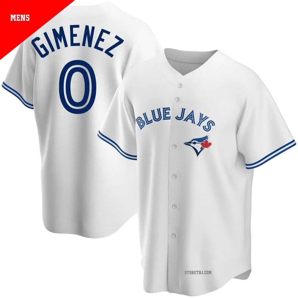 Men's #0 Andres Gimenez Toronto Blue Jays White Replica Home