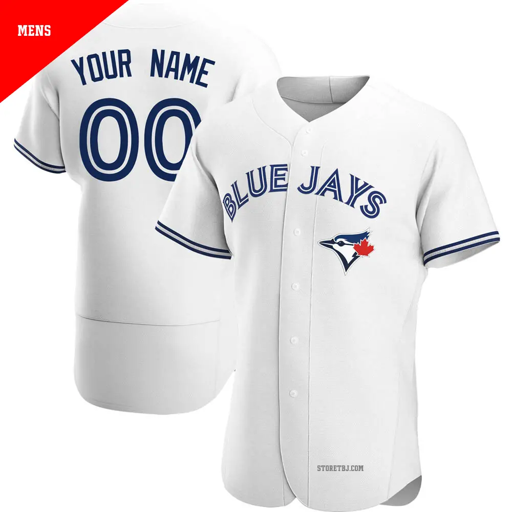 Men's ＃00 Custom Toronto Blue Jays White Authentic Home Jersey