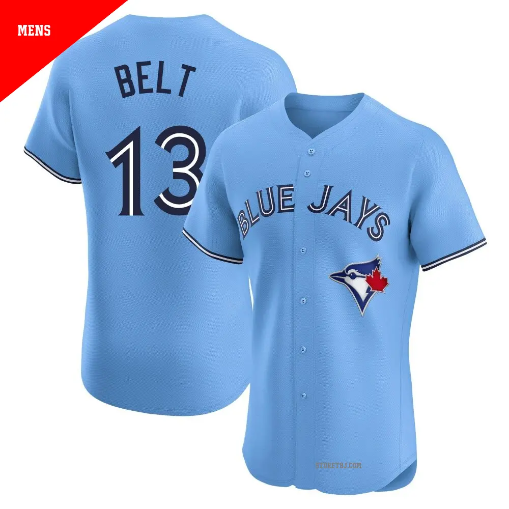 Men's ＃13 Brandon Belt Toronto Blue Jays Blue Elite Powder Alternate Jersey