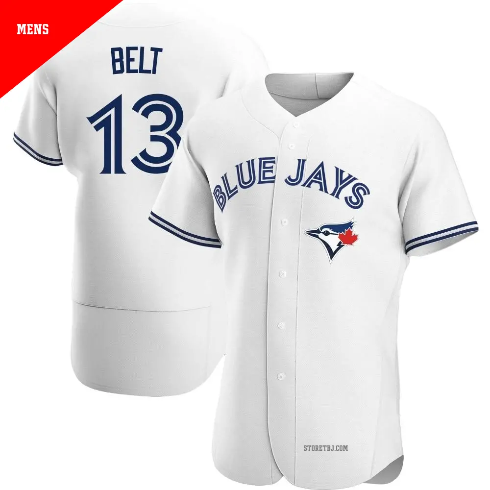 Men's ＃13 Brandon Belt Toronto Blue Jays White Authentic Home Jersey