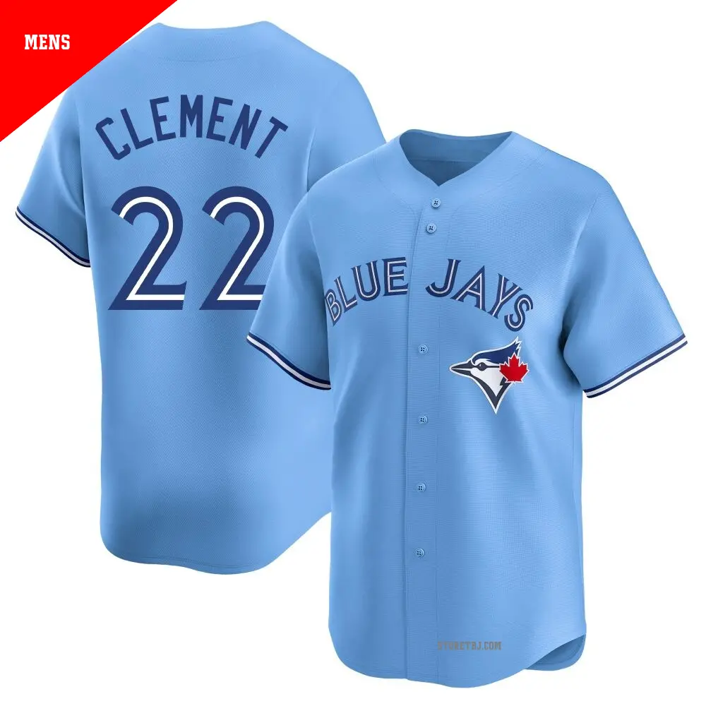 Men's ＃22 Ernie Clement Toronto Blue Jays Blue Limited Powder Alternate Jersey