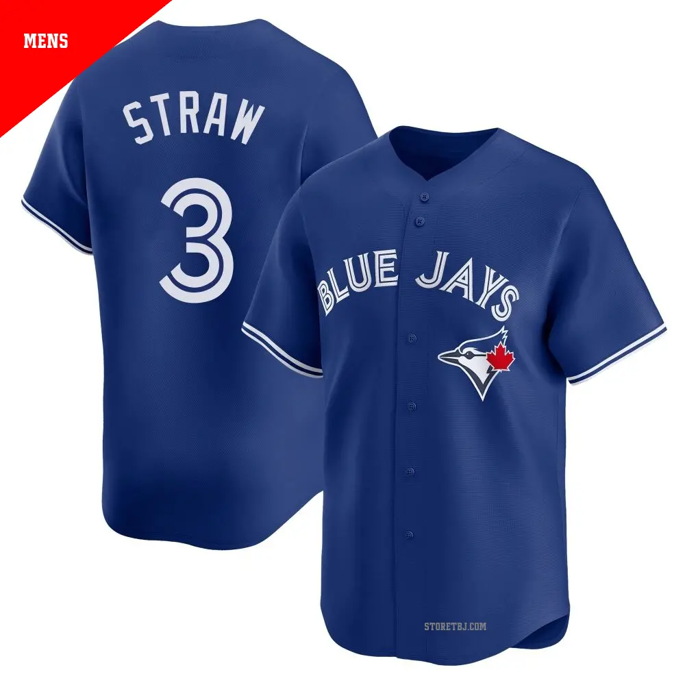 Men's ＃3 Myles Straw Toronto Blue Jays Royal Limited Alternate Jersey