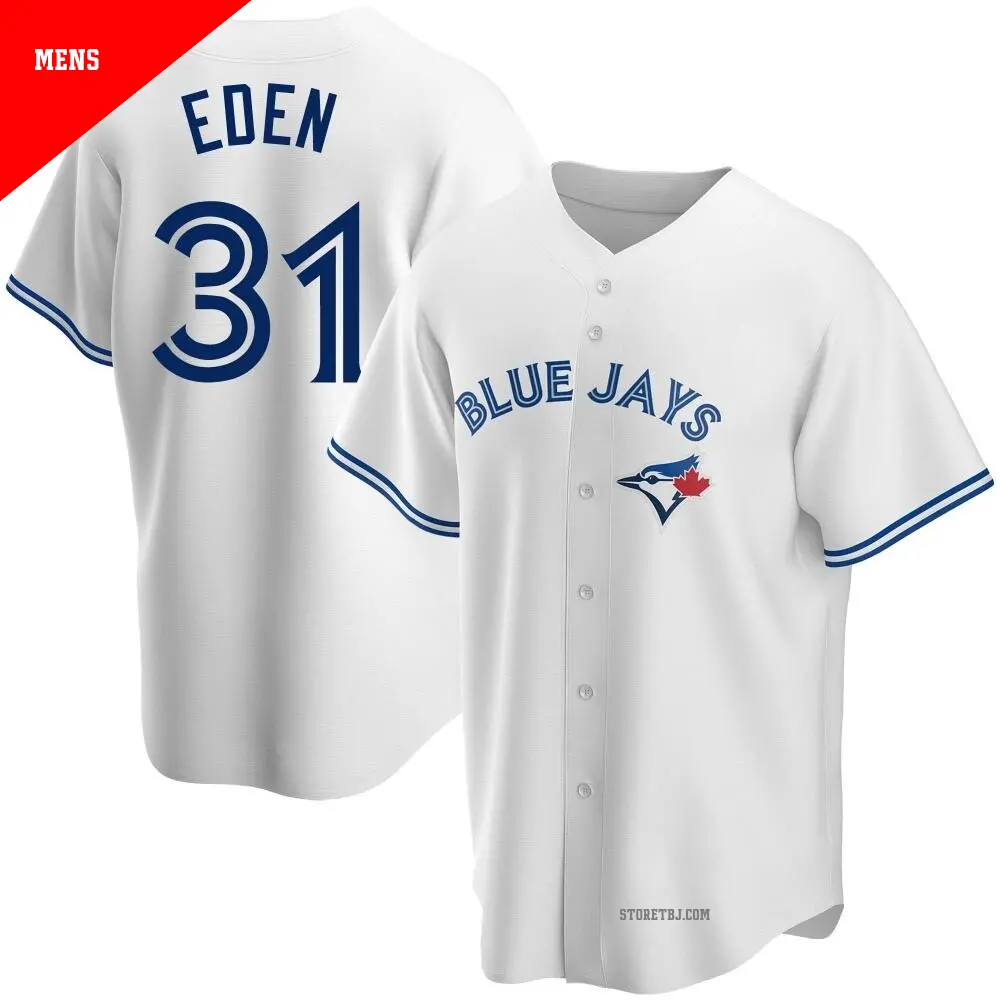 Men's ＃31 Cam Eden Toronto Blue Jays White Replica Home Jersey