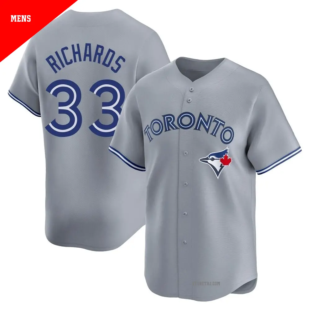 Men's ＃33 Trevor Richards Toronto Blue Jays Gray Limited Away Jersey