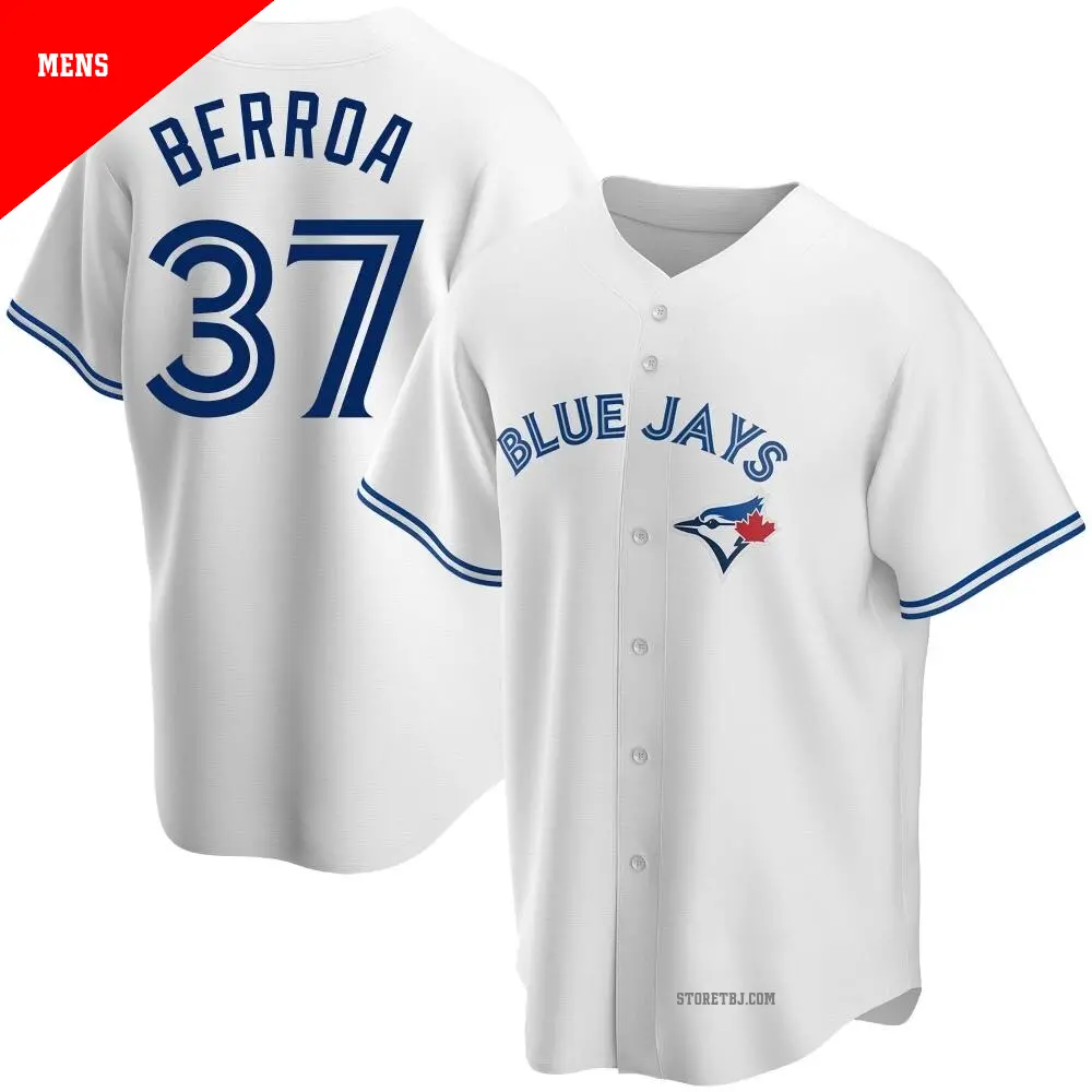 Men's ＃37 Steward Berroa Toronto Blue Jays White Replica Home Jersey