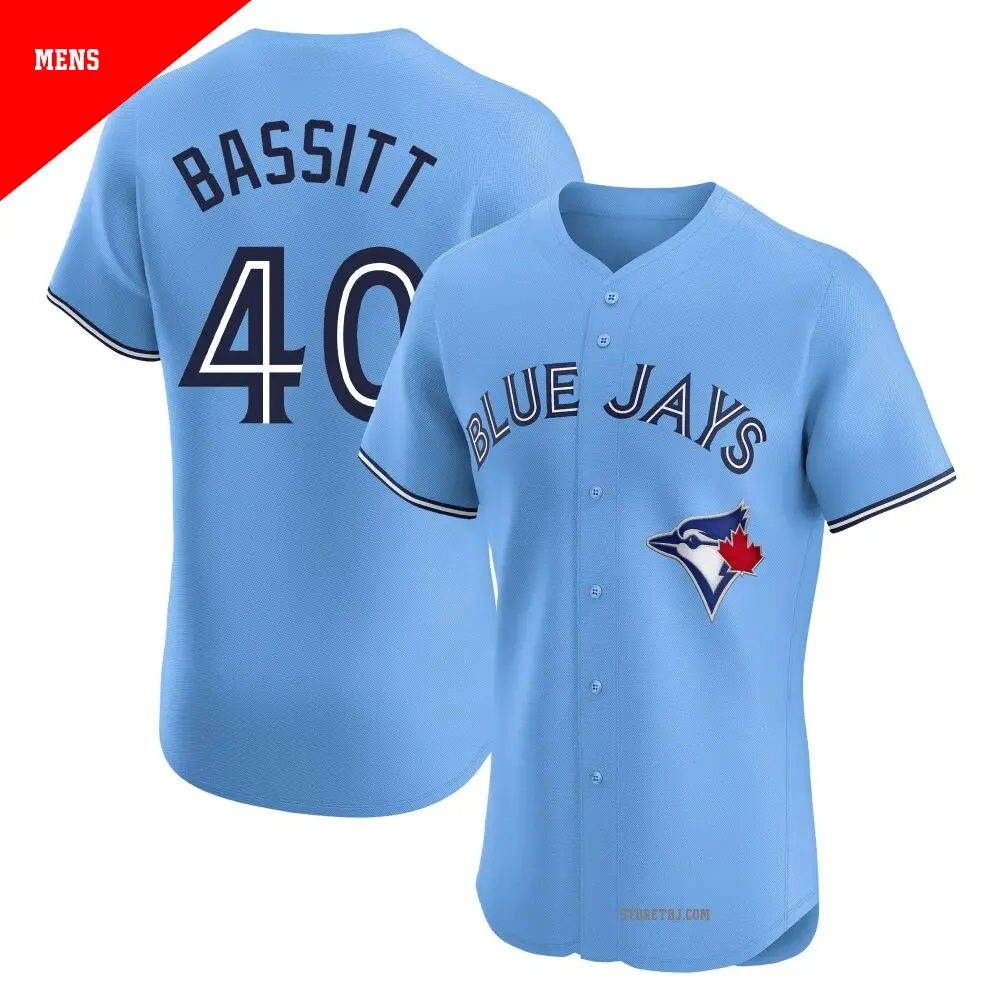 Men's ＃40 Chris Bassitt Toronto Blue Jays Blue Elite Powder Alternate Jersey