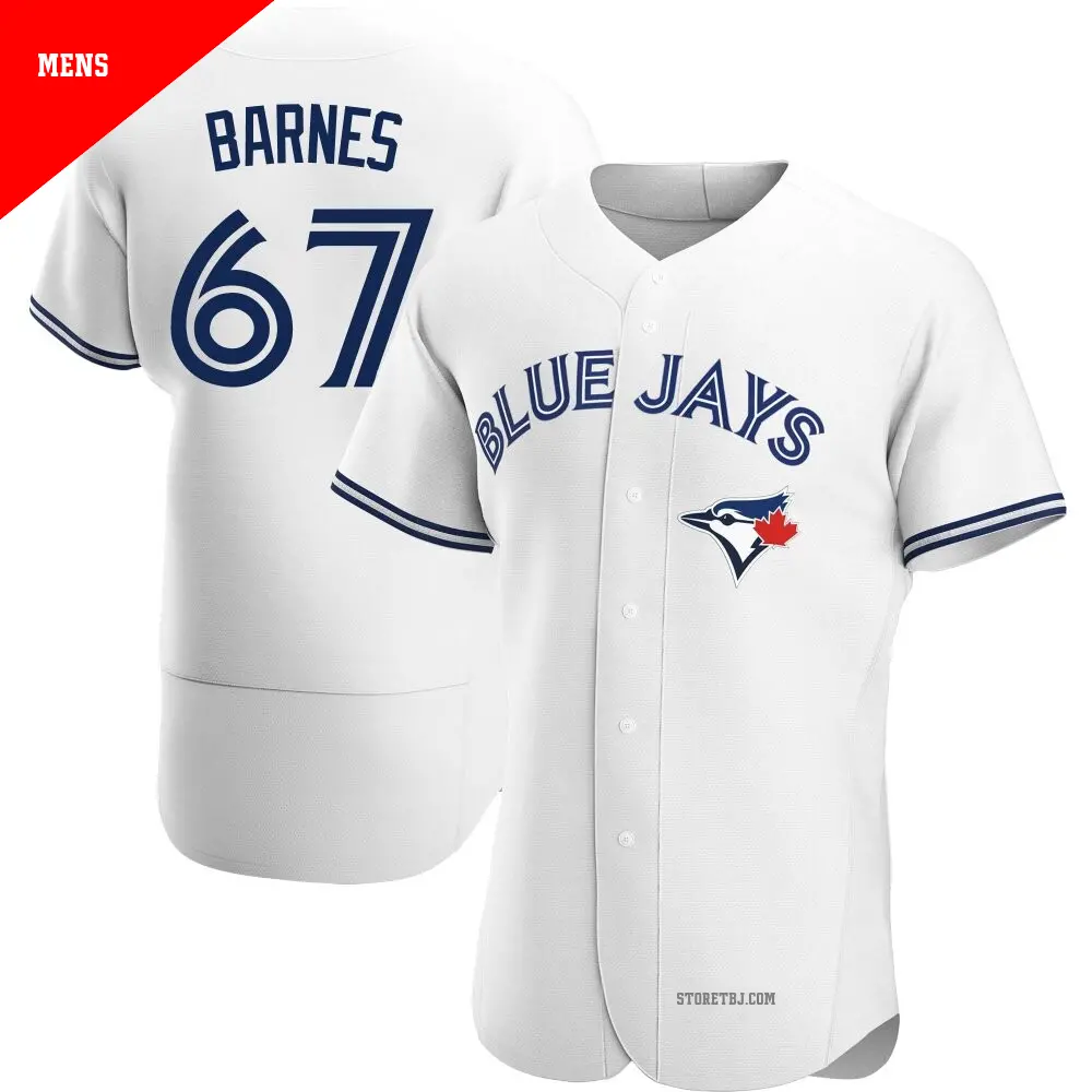 Men's ＃67 Jacob Barnes Toronto Blue Jays White Authentic Home Jersey