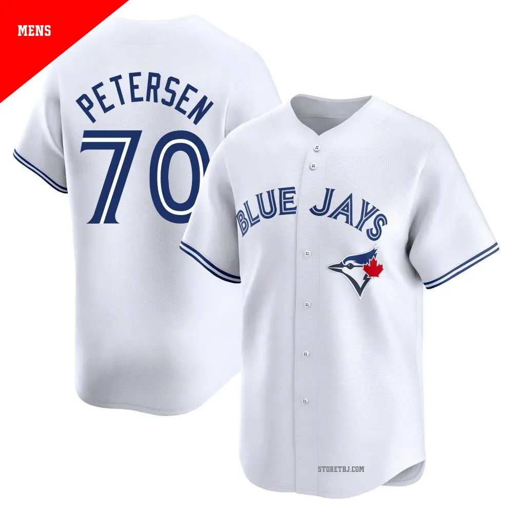 Men's ＃70 Michael Petersen Toronto Blue Jays White Limited Home Jersey