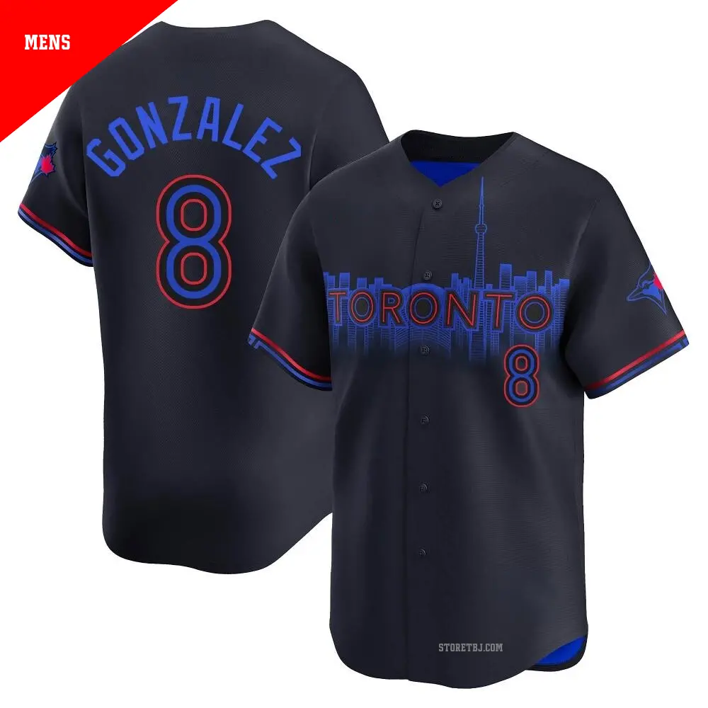 Men's #8 Alex Gonzalez Toronto Blue Jays Black Limited 2024