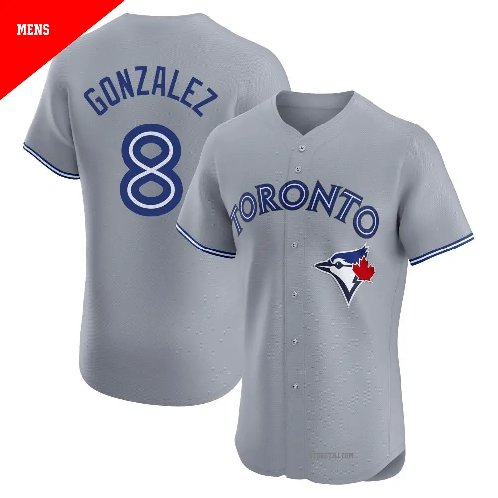 Men's #8 Alex Gonzalez Toronto Blue Jays Blue Elite Powder