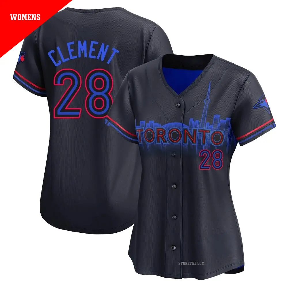 Women's #28 Ernie Clement Toronto Blue Jays Black Limited