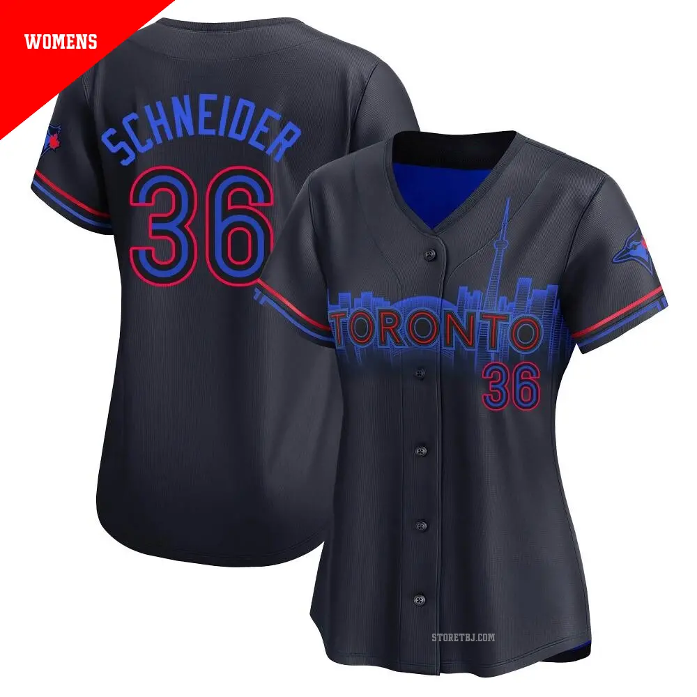 Women's #36 Davis Schneider Toronto Blue Jays Black Limited 2024