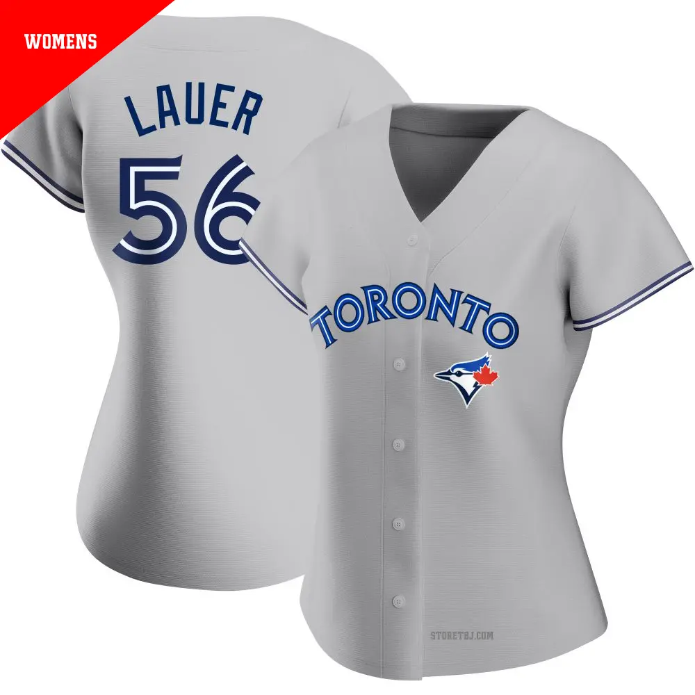 Women's ＃56 Eric Lauer Toronto Blue Jays Gray Authentic Road Jersey