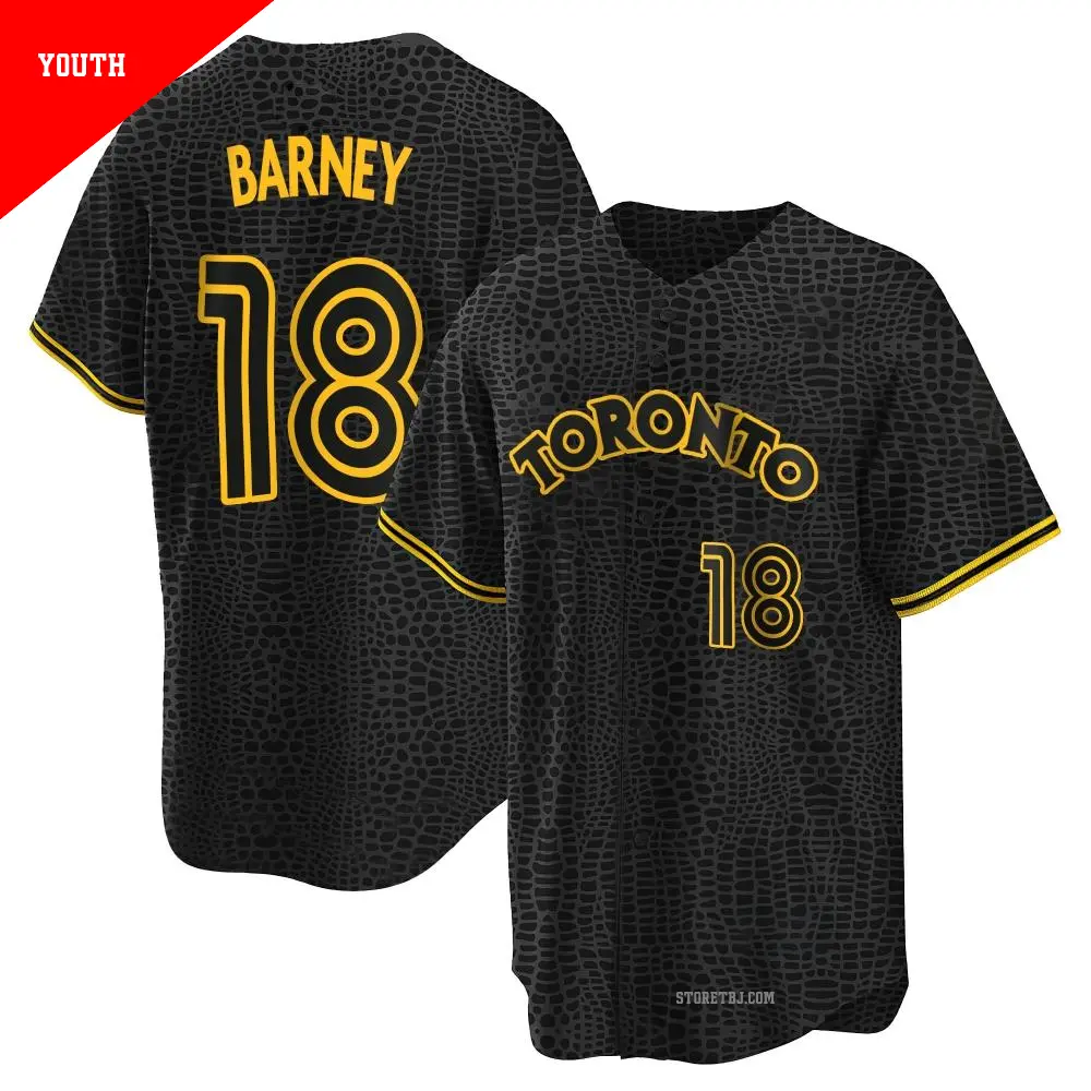 Youth ＃18 Darwin Barney Toronto Blue Jays Black Replica Snake Skin City Jersey