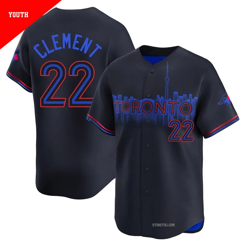 Youth ＃22 Ernie Clement Toronto Blue Jays Black Limited 2024 City Connect Jersey