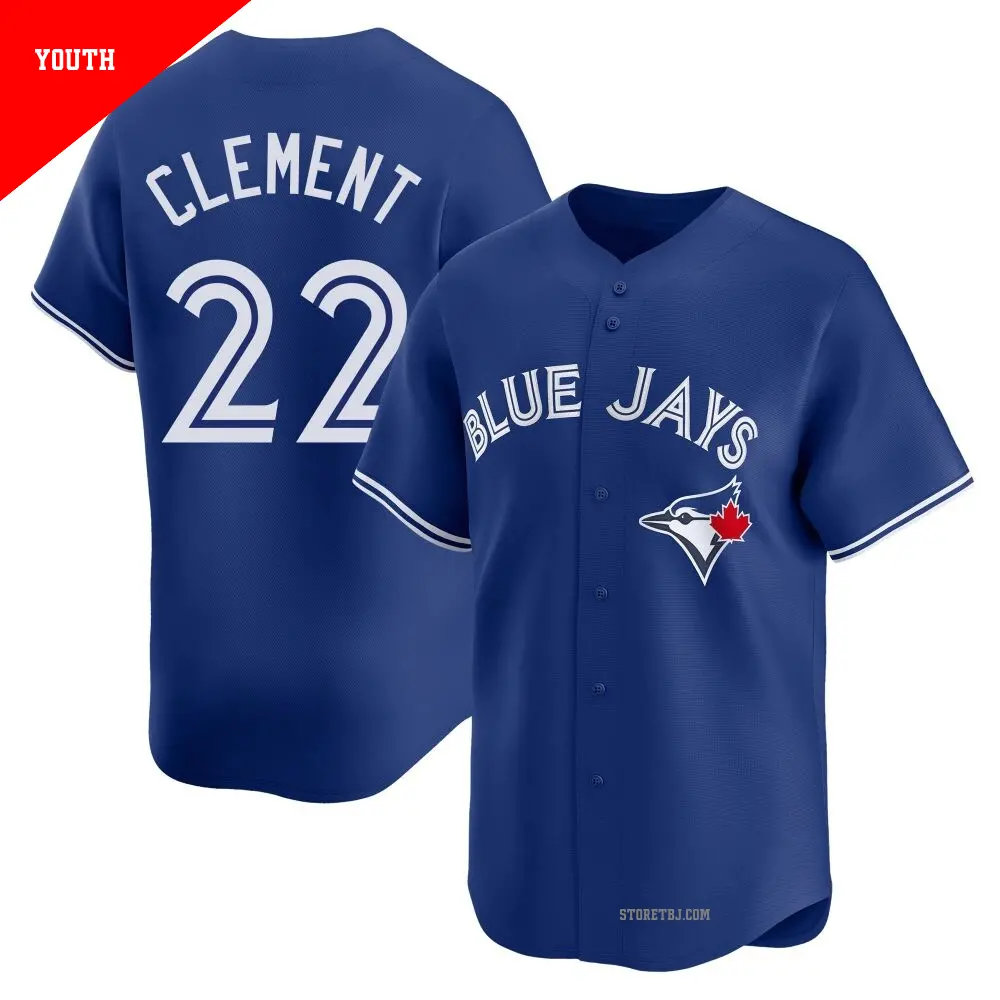 Youth ＃22 Ernie Clement Toronto Blue Jays Royal Limited Alternate Jersey
