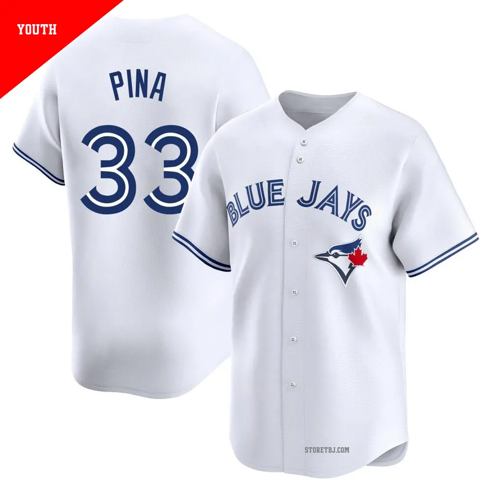 Youth ＃33 Robinson Pina Toronto Blue Jays White Limited Home Jersey