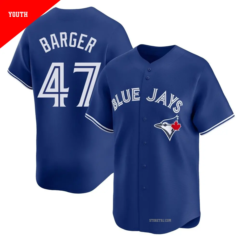 Youth ＃47 Addison Barger Toronto Blue Jays Royal Limited Alternate Jersey
