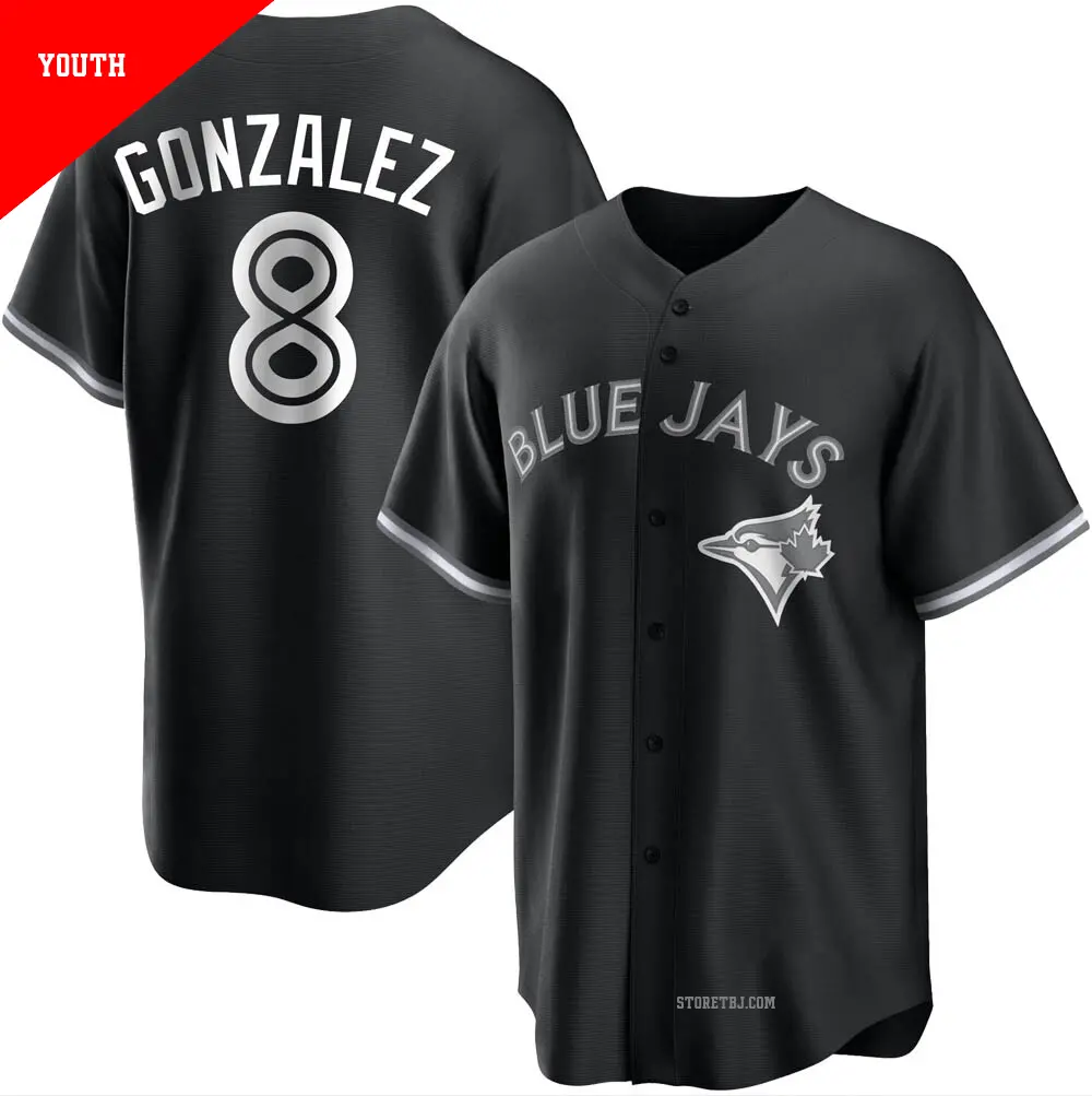 贅沢品 Youth Replica Black/White Jays Blue Toronto Gonzalez Alex #8 ダーツ